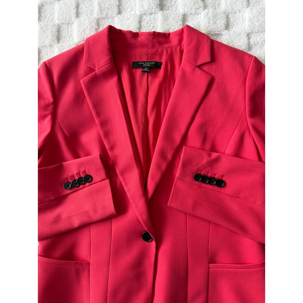 Ann Taylor Petite Pink Single Button Tailored Blazer Jacket Sz 6P -EUC